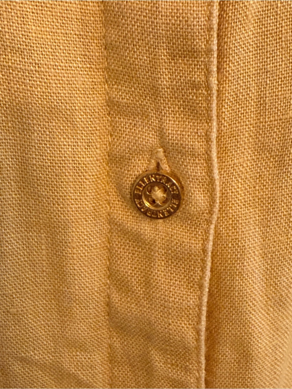 Ellen Tracy 100% Linen Mustard Yellow Tie Front Button Shirt XL Coastal Luxe - Picture 4 of 6